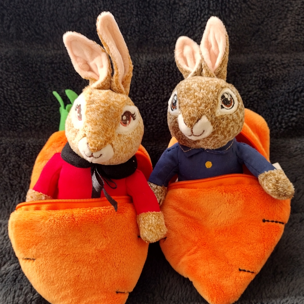 Set of 2 Peter Rabbit in Carrot Plush Toy